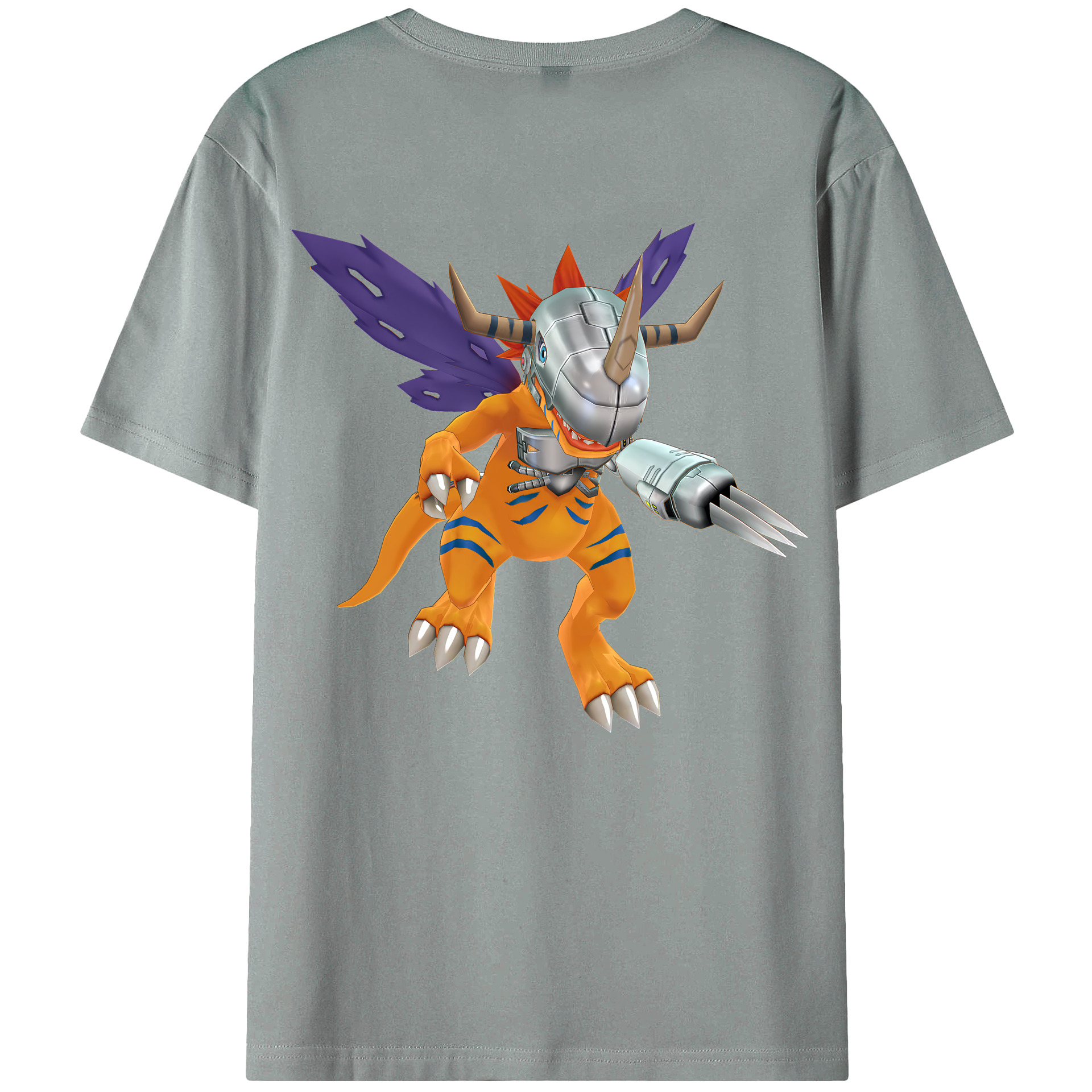 （画像用） Digimon デジタルモンスター/デジモン 綿100％ メンズ半袖Tシャツ（バックプリント） 通気性